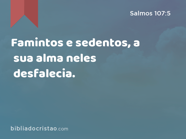 Famintos e sedentos, a sua alma neles desfalecia. - Salmos 107:5