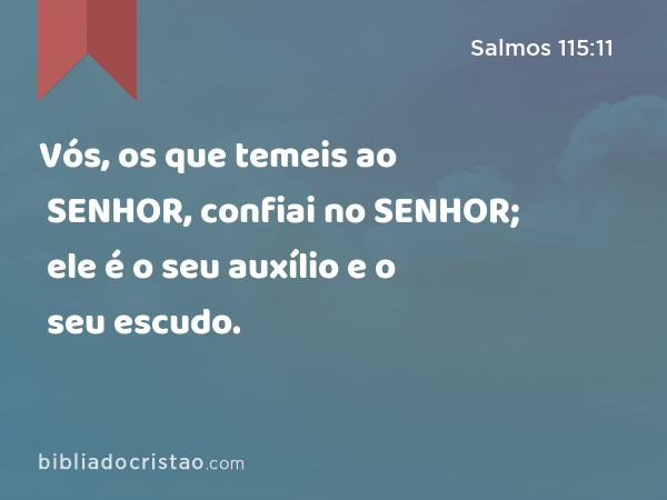 Vós, os que temeis ao SENHOR, confiai no SENHOR; ele é o seu auxílio e o seu escudo. - Salmos 115:11