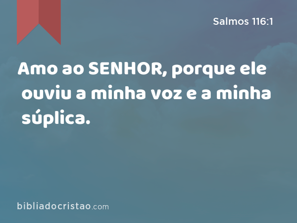 Amo ao SENHOR, porque ele ouviu a minha voz e a minha súplica. - Salmos 116:1