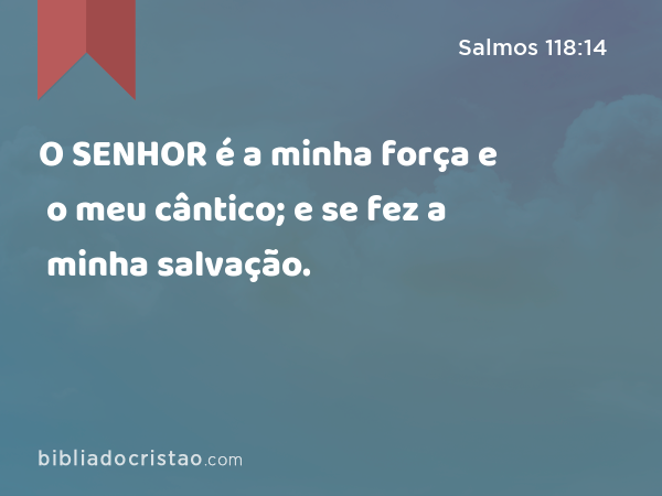 O SENHOR é a minha força e o meu cântico; e se fez a minha salvação. - Salmos 118:14