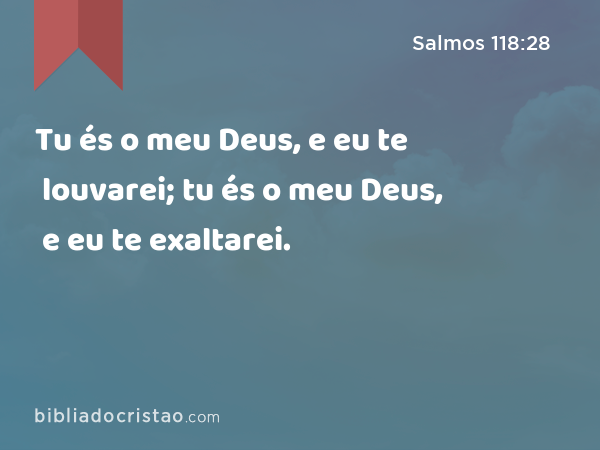 Tu és o meu Deus, e eu te louvarei; tu és o meu Deus, e eu te exaltarei. - Salmos 118:28