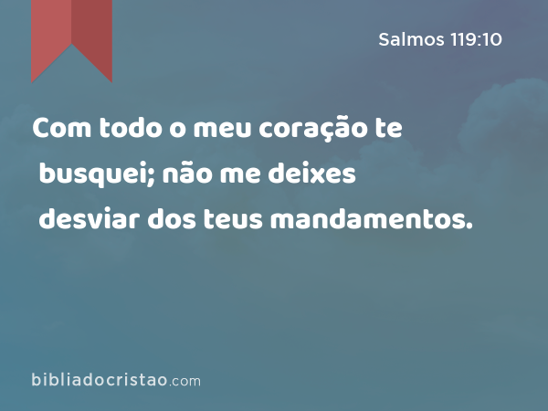 Com todo o meu coração te busquei; não me deixes desviar dos teus mandamentos. - Salmos 119:10