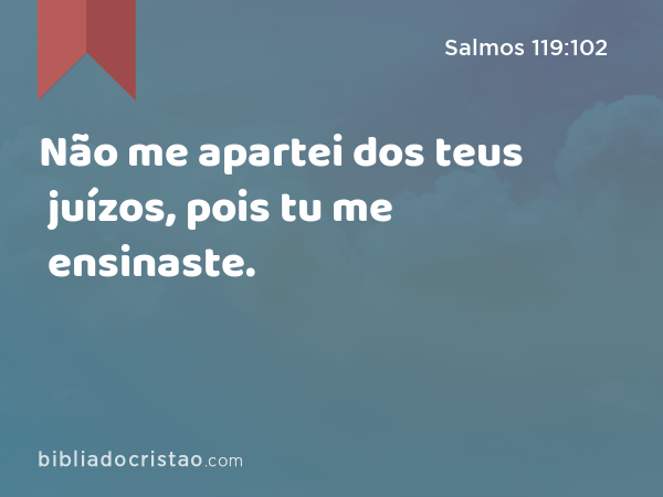 Não me apartei dos teus juízos, pois tu me ensinaste. - Salmos 119:102