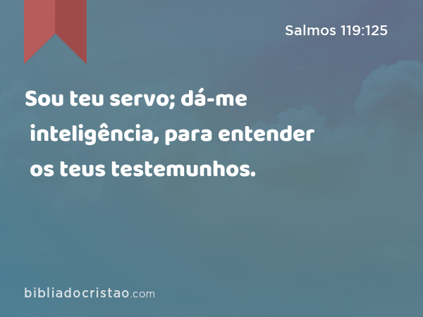 Sou teu servo; dá-me inteligência, para entender os teus testemunhos. - Salmos 119:125