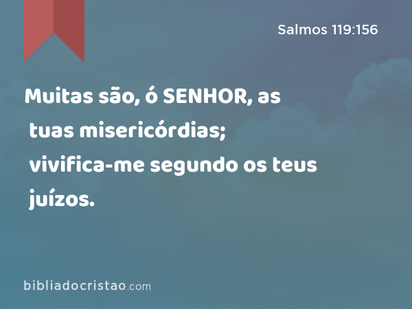 Muitas são, ó SENHOR, as tuas misericórdias; vivifica-me segundo os teus juízos. - Salmos 119:156