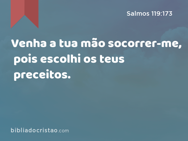 Venha a tua mão socorrer-me, pois escolhi os teus preceitos. - Salmos 119:173