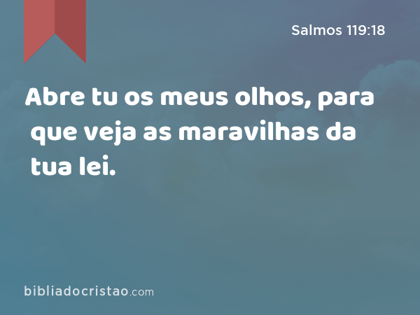 Abre tu os meus olhos, para que veja as maravilhas da tua lei. - Salmos 119:18