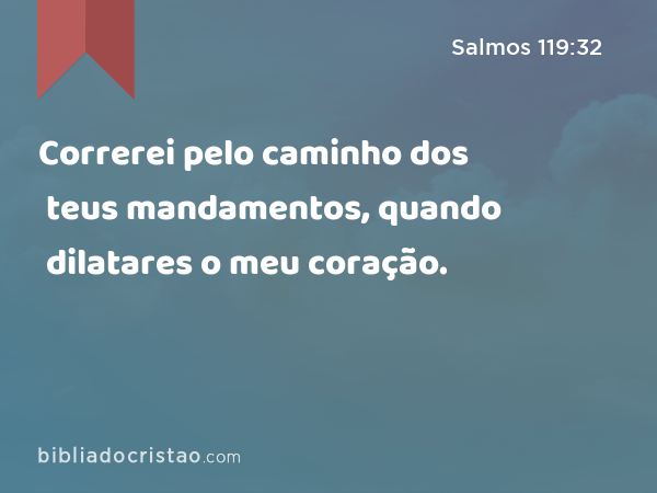 Correrei pelo caminho dos teus mandamentos, quando dilatares o meu coração. - Salmos 119:32