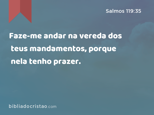 Faze-me andar na vereda dos teus mandamentos, porque nela tenho prazer. - Salmos 119:35