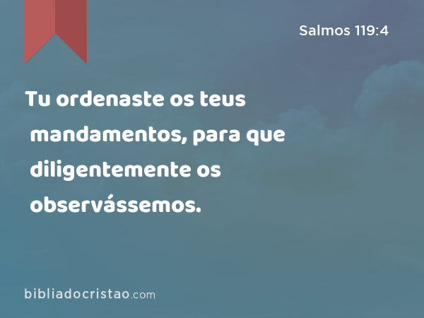 Tu ordenaste os teus mandamentos, para que diligentemente os observássemos. - Salmos 119:4