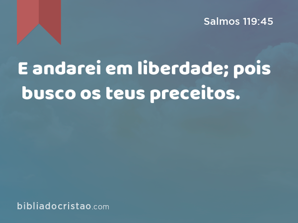 E andarei em liberdade; pois busco os teus preceitos. - Salmos 119:45