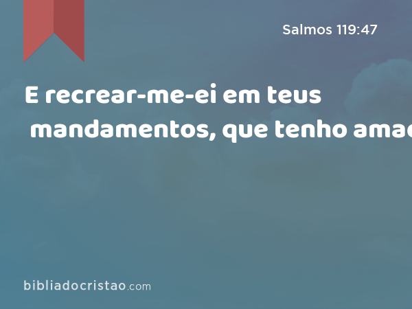 E recrear-me-ei em teus mandamentos, que tenho amado. - Salmos 119:47