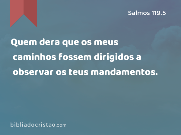 Quem dera que os meus caminhos fossem dirigidos a observar os teus mandamentos. - Salmos 119:5