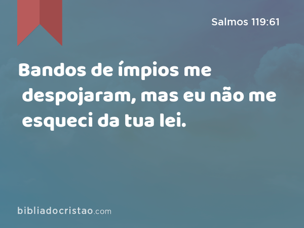 Bandos de ímpios me despojaram, mas eu não me esqueci da tua lei. - Salmos 119:61