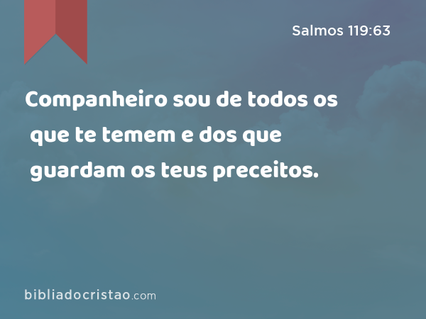 Companheiro sou de todos os que te temem e dos que guardam os teus preceitos. - Salmos 119:63