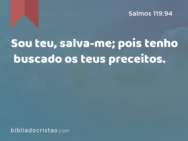 Sou teu, salva-me; pois tenho buscado os teus preceitos. - Salmos 119:94