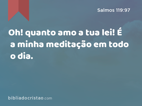 Oh! quanto amo a tua lei! É a minha meditação em todo o dia. - Salmos 119:97