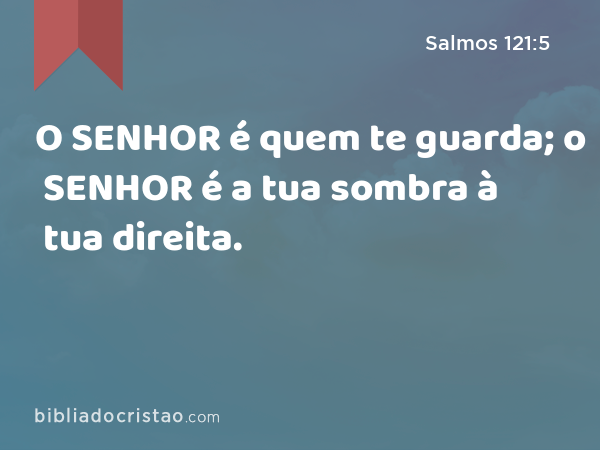 O SENHOR é quem te guarda; o SENHOR é a tua sombra à tua direita. - Salmos 121:5