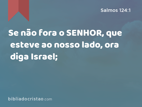 Se não fora o SENHOR, que esteve ao nosso lado, ora diga Israel; - Salmos 124:1