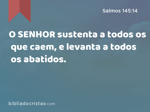 O SENHOR sustenta a todos os que caem, e levanta a todos os abatidos. - Salmos 145:14