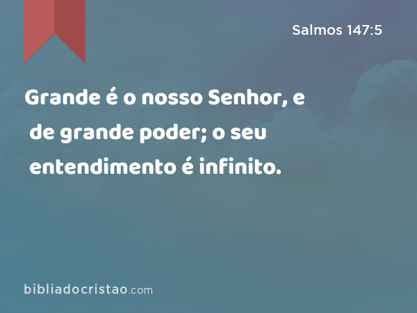 Grande é o nosso Senhor, e de grande poder; o seu entendimento é infinito. - Salmos 147:5