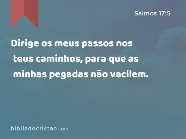 Dirige os meus passos nos teus caminhos, para que as minhas pegadas não vacilem. - Salmos 17:5