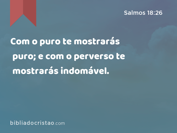 Com o puro te mostrarás puro; e com o perverso te mostrarás indomável. - Salmos 18:26