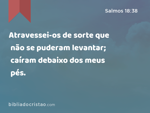 Atravessei-os de sorte que não se puderam levantar; caíram debaixo dos meus pés. - Salmos 18:38