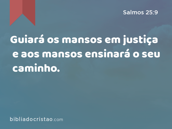 Guiará os mansos em justiça e aos mansos ensinará o seu caminho. - Salmos 25:9