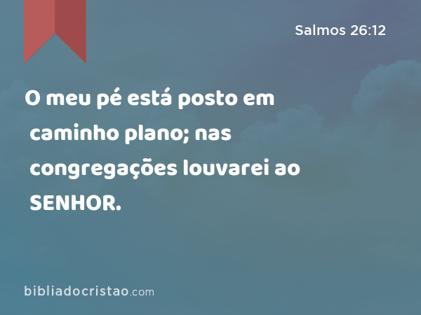 O meu pé está posto em caminho plano; nas congregações louvarei ao SENHOR. - Salmos 26:12