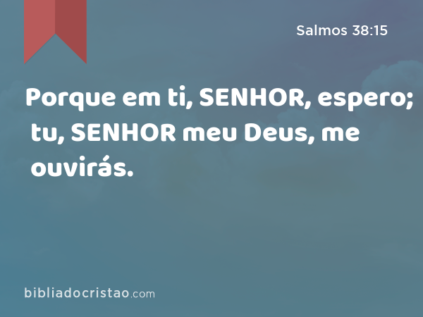 Porque em ti, SENHOR, espero; tu, SENHOR meu Deus, me ouvirás. - Salmos 38:15