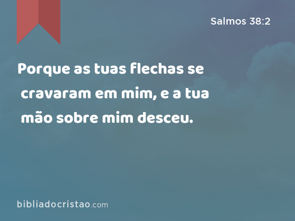 Porque as tuas flechas se cravaram em mim, e a tua mão sobre mim desceu. - Salmos 38:2