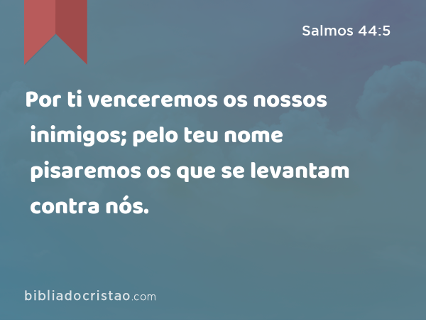 Por ti venceremos os nossos inimigos; pelo teu nome pisaremos os que se levantam contra nós. - Salmos 44:5