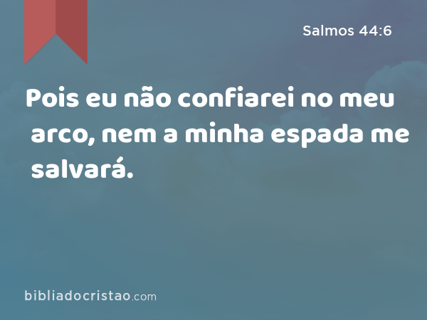 Pois eu não confiarei no meu arco, nem a minha espada me salvará. - Salmos 44:6