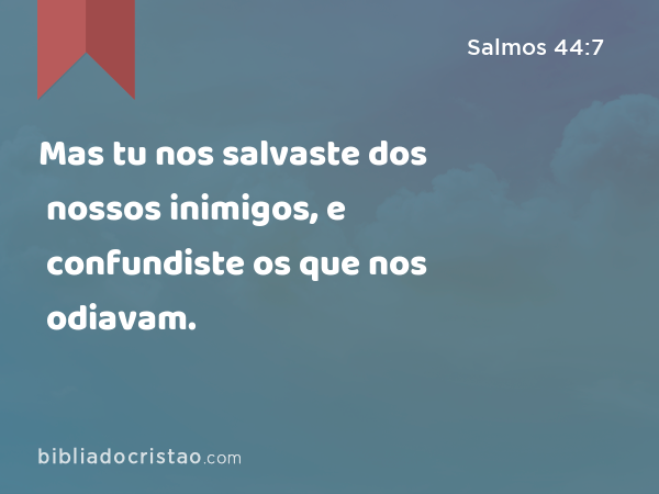 Mas tu nos salvaste dos nossos inimigos, e confundiste os que nos odiavam. - Salmos 44:7