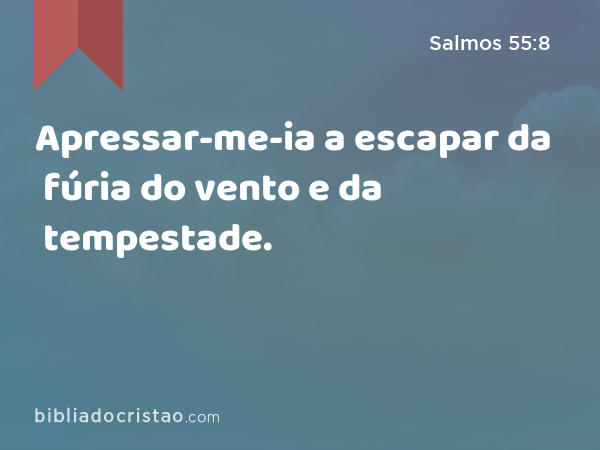 Apressar-me-ia a escapar da fúria do vento e da tempestade. - Salmos 55:8