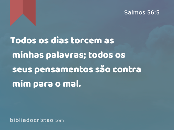 Todos os dias torcem as minhas palavras; todos os seus pensamentos são contra mim para o mal. - Salmos 56:5