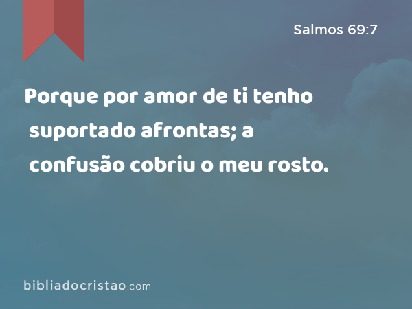 Porque por amor de ti tenho suportado afrontas; a confusão cobriu o meu rosto. - Salmos 69:7