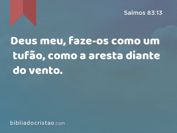 Deus meu, faze-os como um tufão, como a aresta diante do vento. - Salmos 83:13