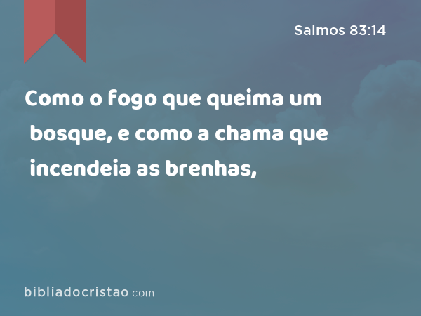 Como o fogo que queima um bosque, e como a chama que incendeia as brenhas, - Salmos 83:14