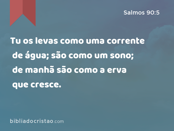 Tu os levas como uma corrente de água; são como um sono; de manhã são como a erva que cresce. - Salmos 90:5