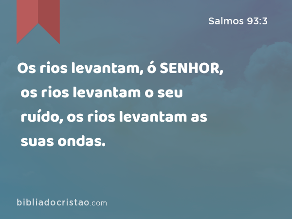 Os rios levantam, ó SENHOR, os rios levantam o seu ruído, os rios levantam as suas ondas. - Salmos 93:3