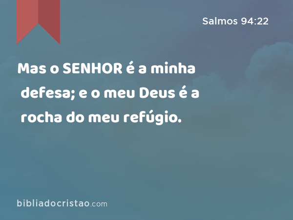 Mas o SENHOR é a minha defesa; e o meu Deus é a rocha do meu refúgio. - Salmos 94:22